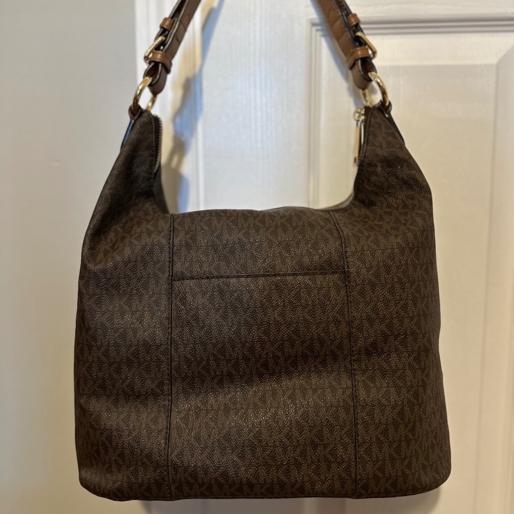 Michael Kors MK Designer Hobo Jet Set  Brown Signature Shoulder Bag
